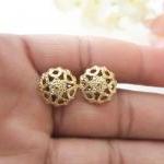 Gold Dainty Flower Studs, V..